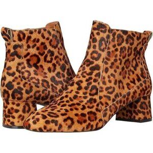 Jack Rogers Berkley Ankle Bootie Boots Leopard Print Calf Hair Womens Size 8.5M